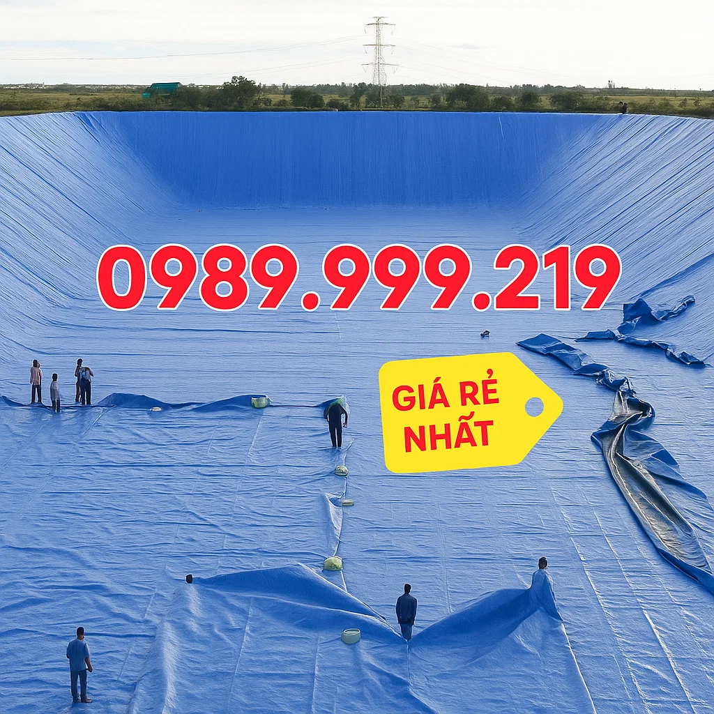 hồ chứa nước lót bạt xanh 2 mặt hdpe