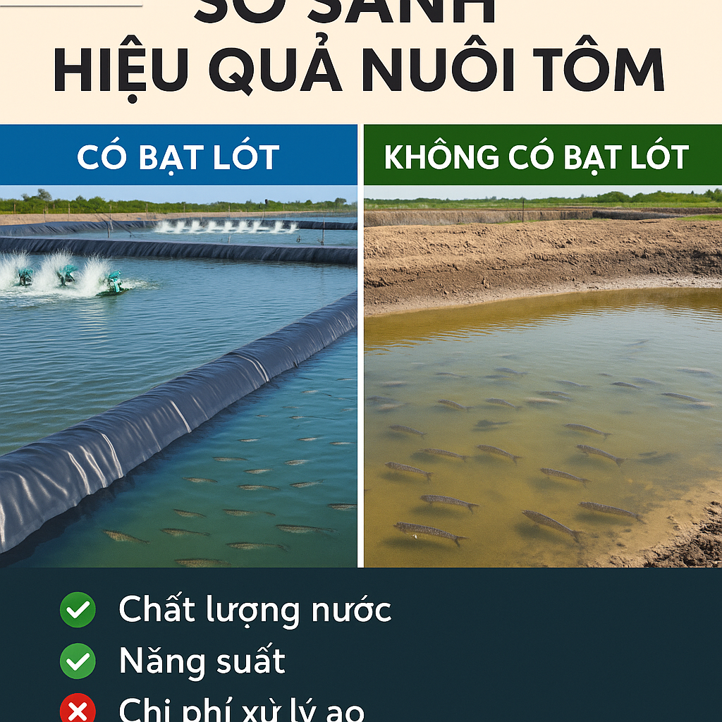 So sánh hiệu quả nuôi tôm có bạt lót