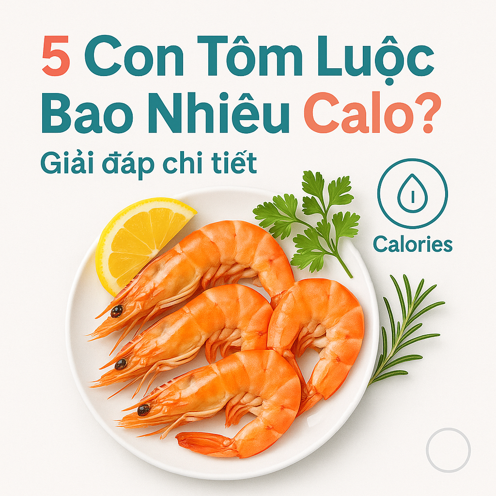 5 con tôm luộc bao nhiêu calo