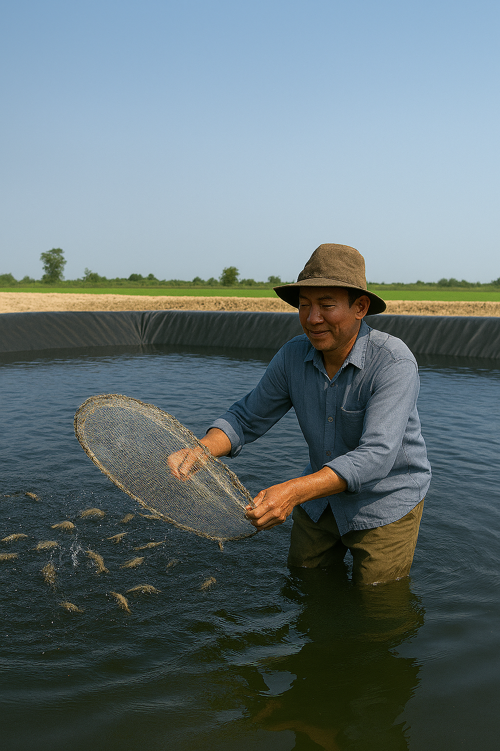 ứng dụng hồ lót bạt nuôi tôm