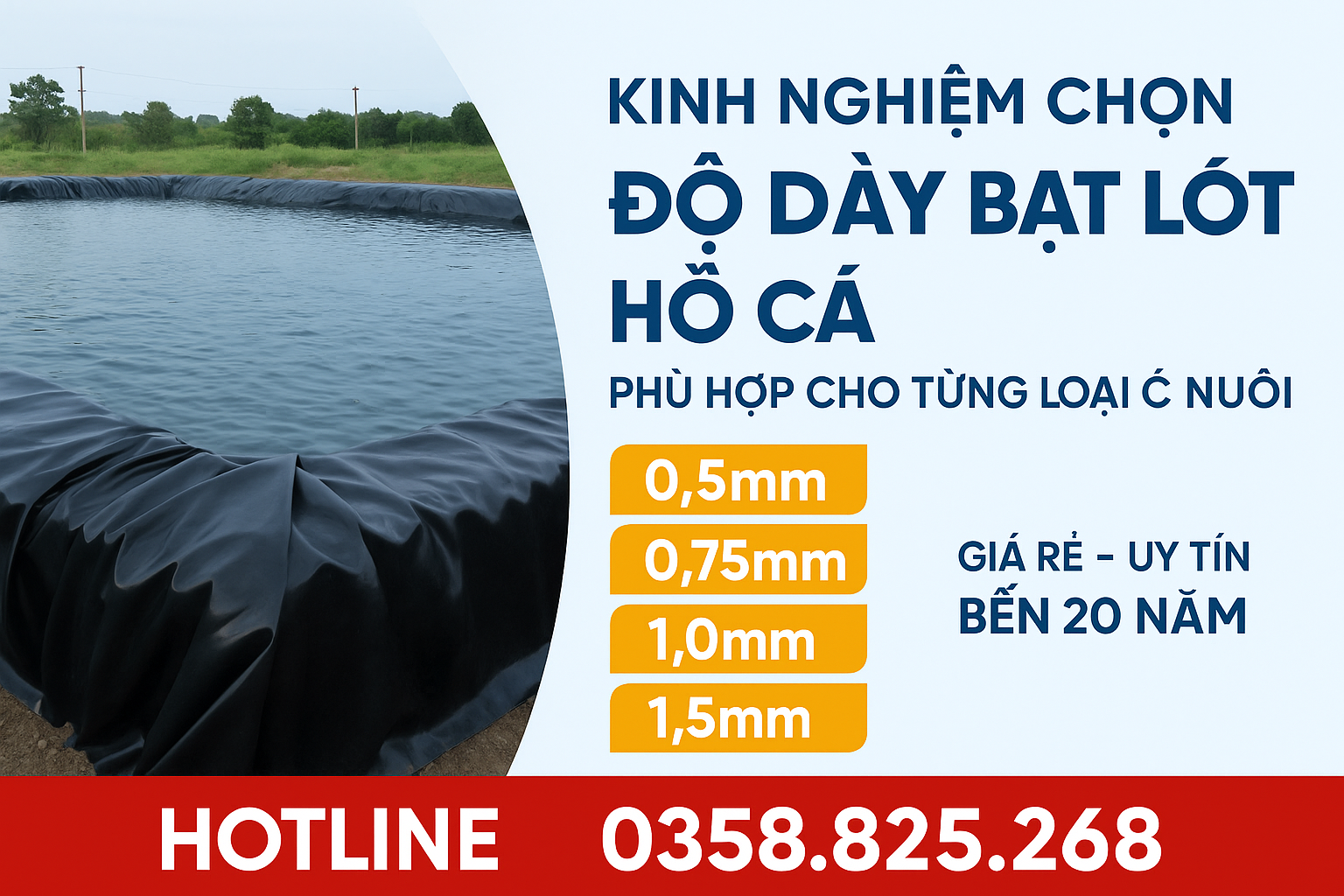 kinh nghiệm lựa chọn độ dày bạt lót hồ cá